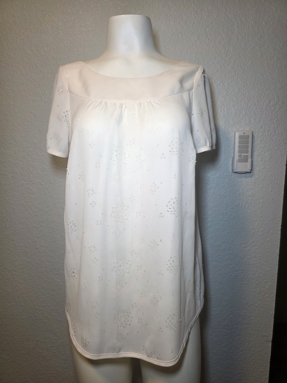 Women's White Eyelet Tunic Top